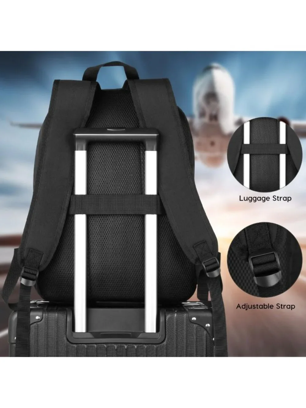 Stylish Black Casual Backpack for Teens & Adults, 15.6